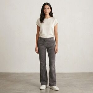 J. Crew Favorite Fit Jeans Womens Sz 4 Corduroy Gray Wide Leg Flared Stretch Y2K